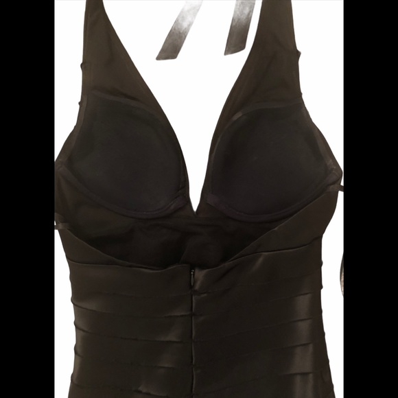 BCBGMaxAzria black satin tiered halter dre… - Picture 12 of 13